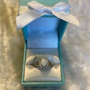 ☘️VTG ESPO 14KT GE Opal Rhinestone Ring